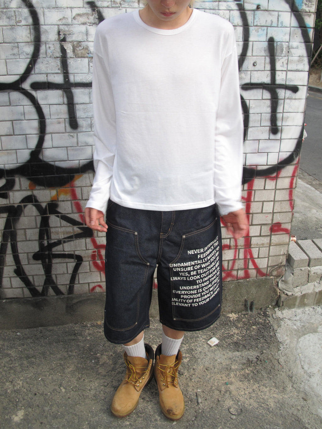Graphic Double-Knee Denim Bermuda Shorts