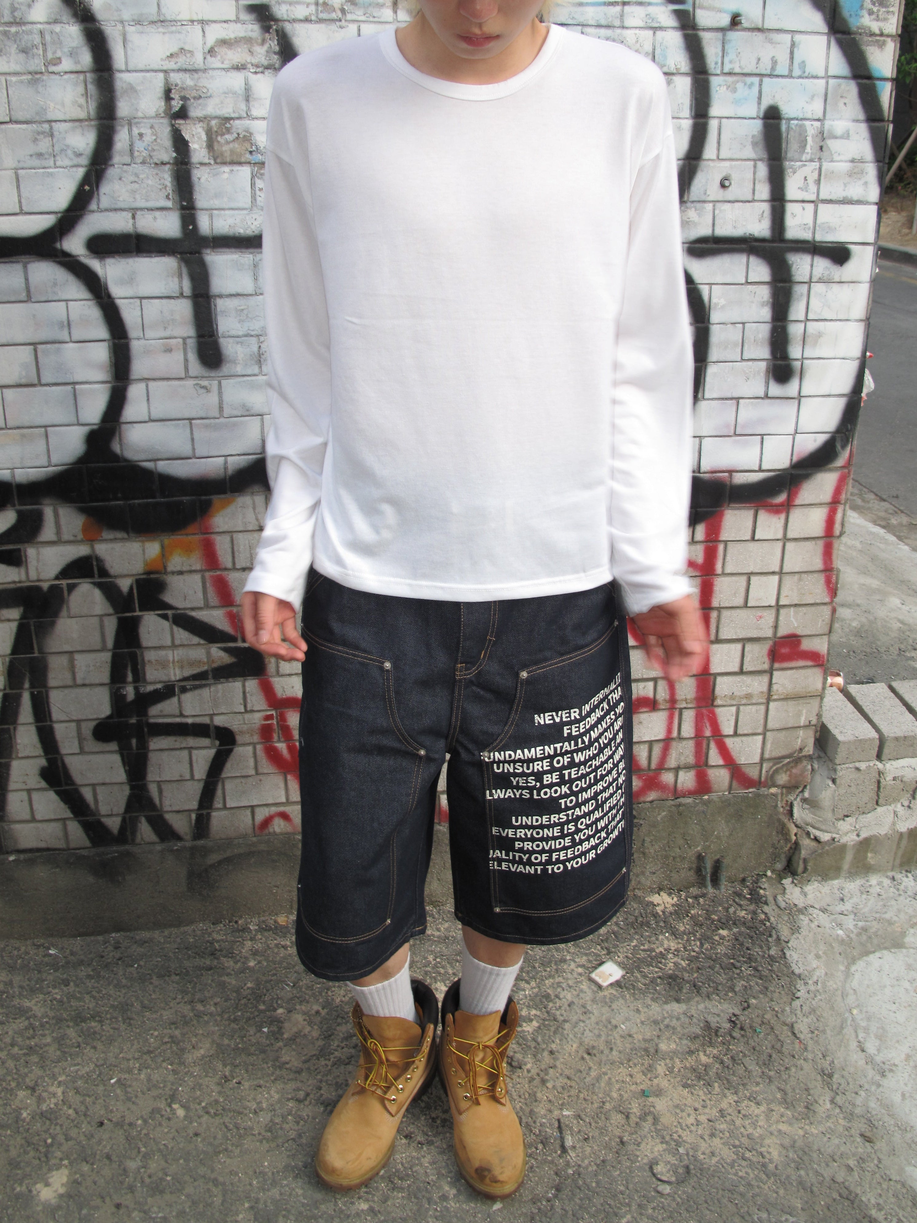 Graphic Double-Knee Denim Bermuda Shorts