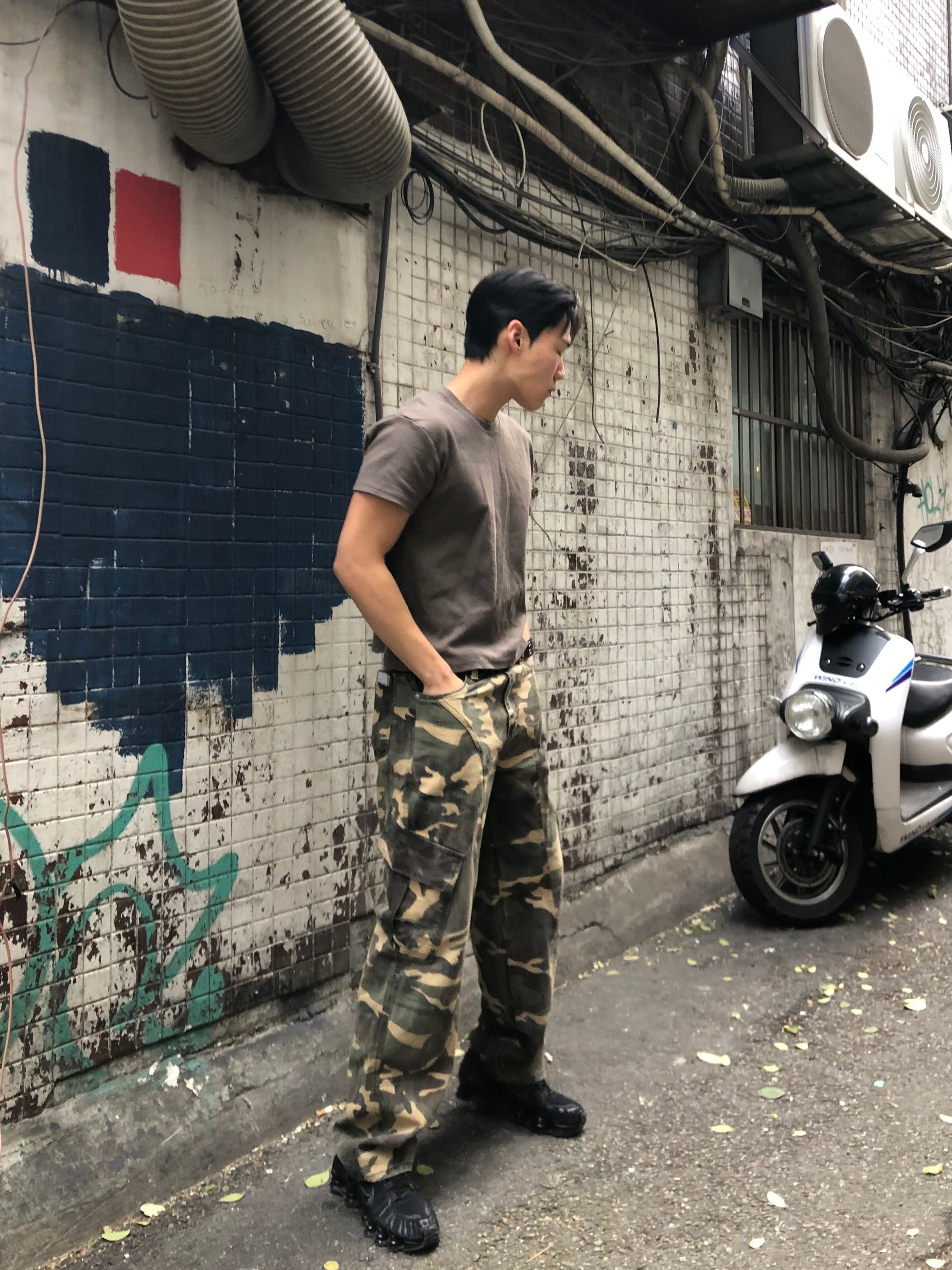 Camo Panel Wide Cargo Pants