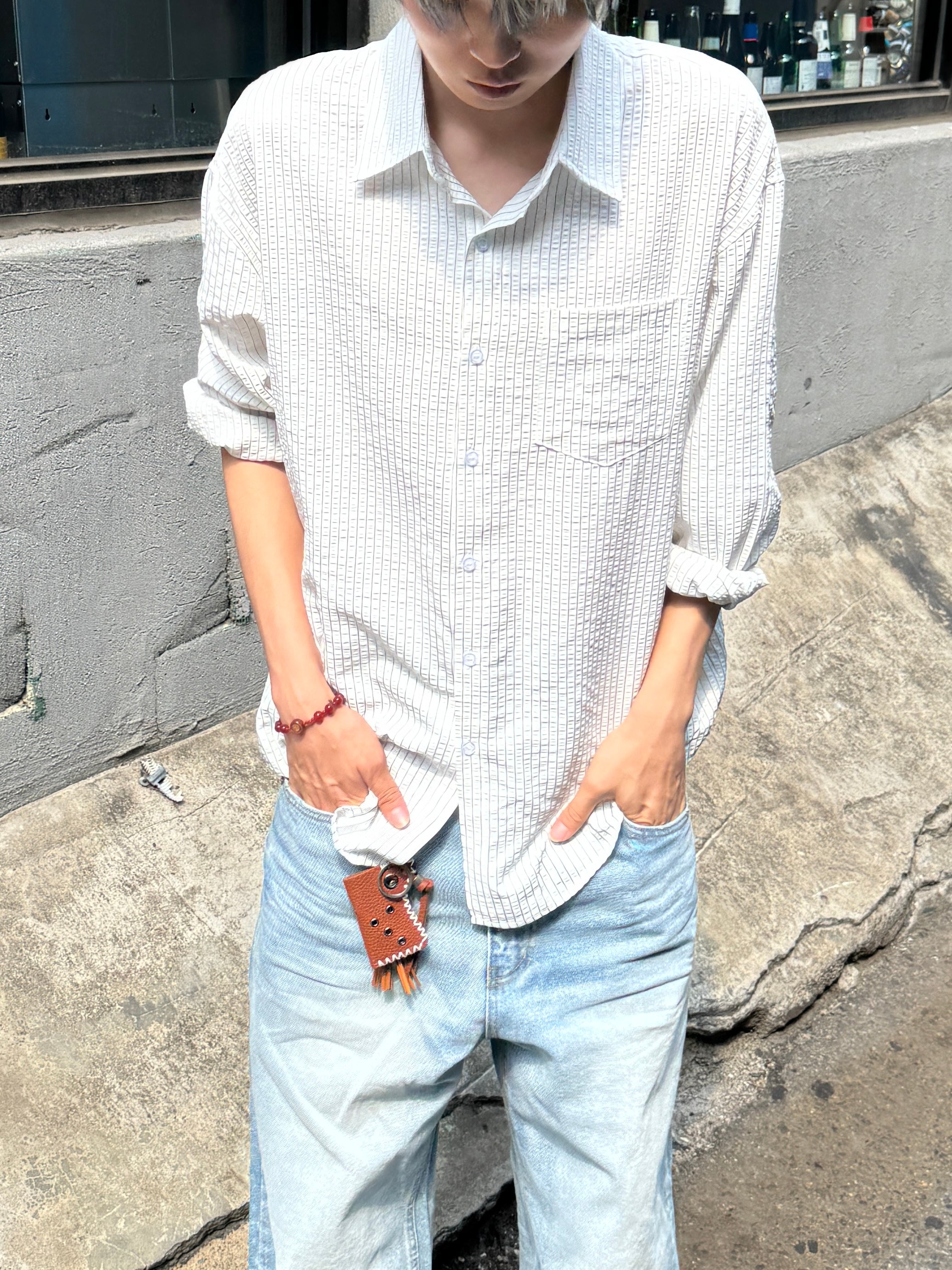Textured Stripe Seersucker Shirt