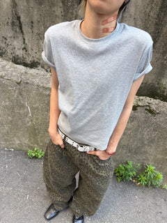 Washed Leopard Wide Cotton Pants