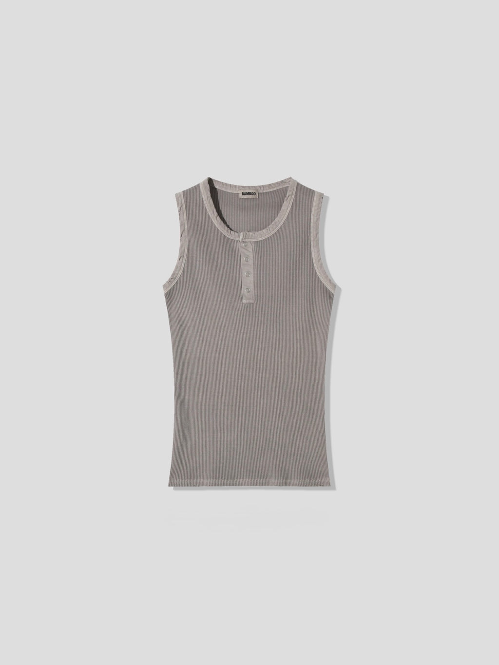 Pigment-Washed Ribbed Henley Tank Top