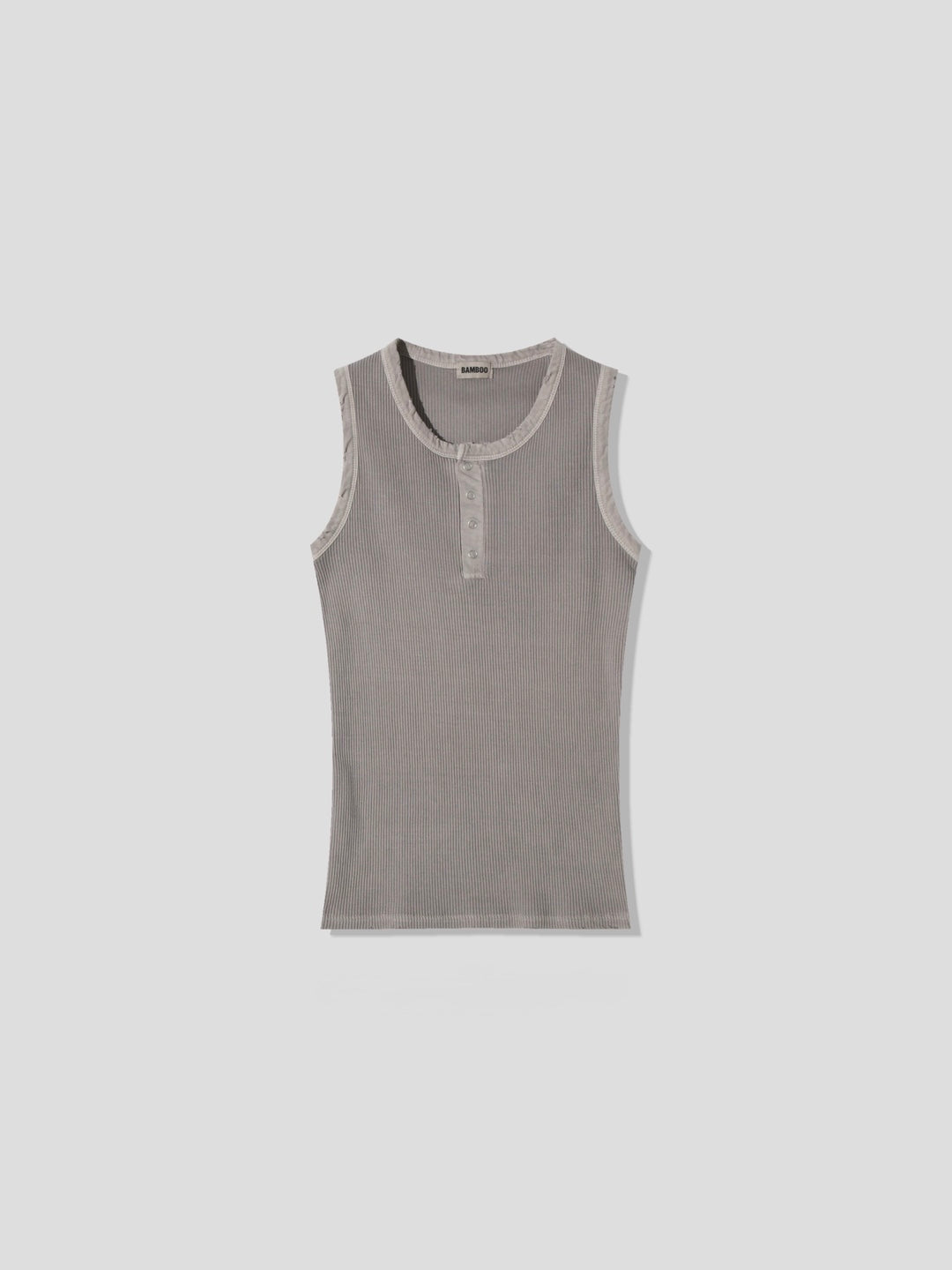 Pigment-Washed Ribbed Henley Tank Top