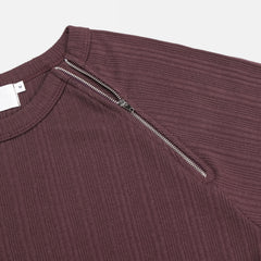 Side-Zip Ribbed Short Sleeve Knit Top