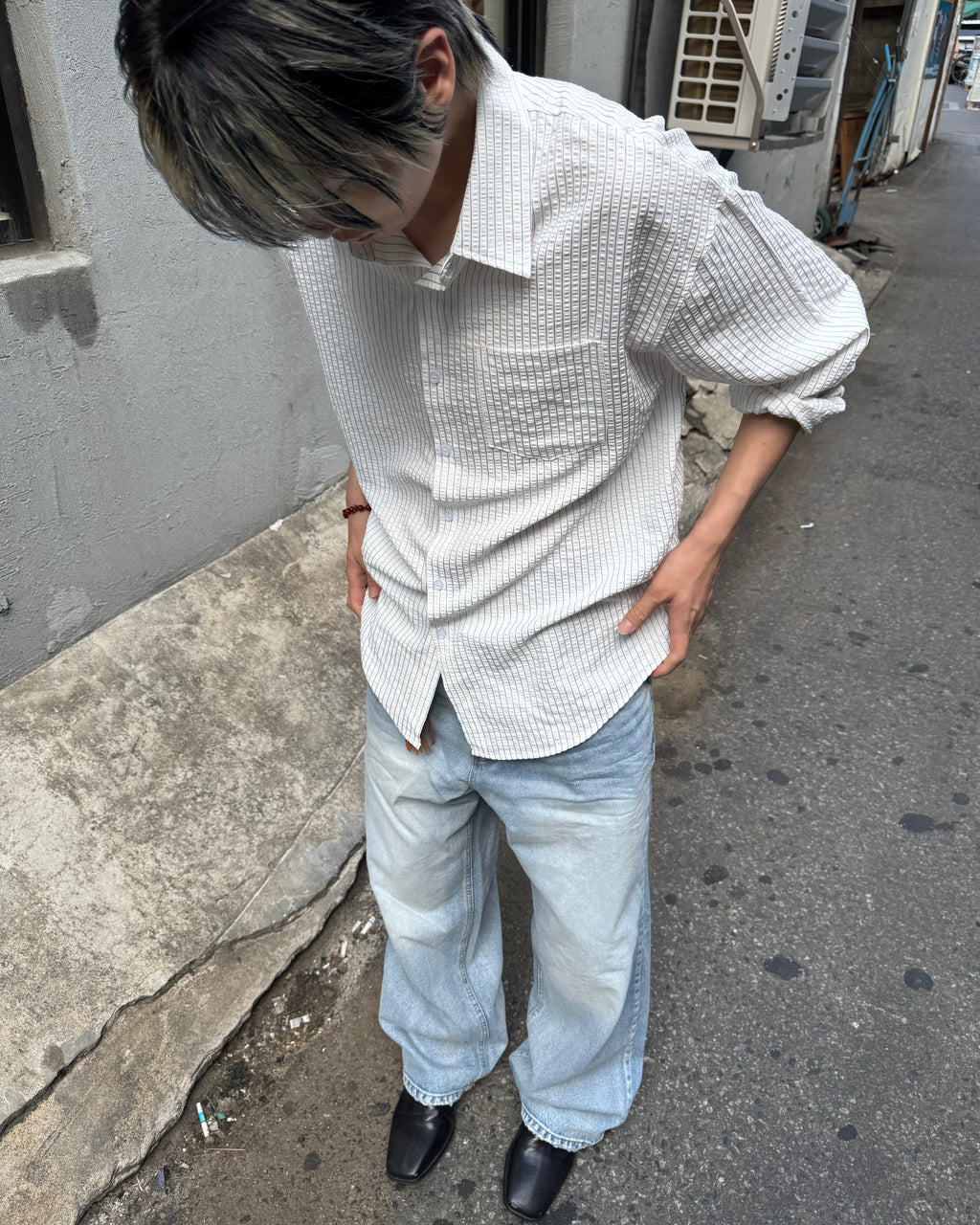 Washed Wide-Leg Denim Pants