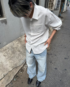 Washed Wide-Leg Denim Pants