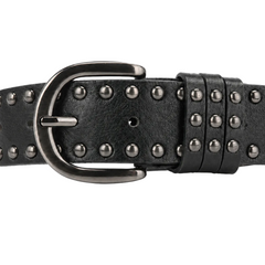 Double-Row Studded Black Belt