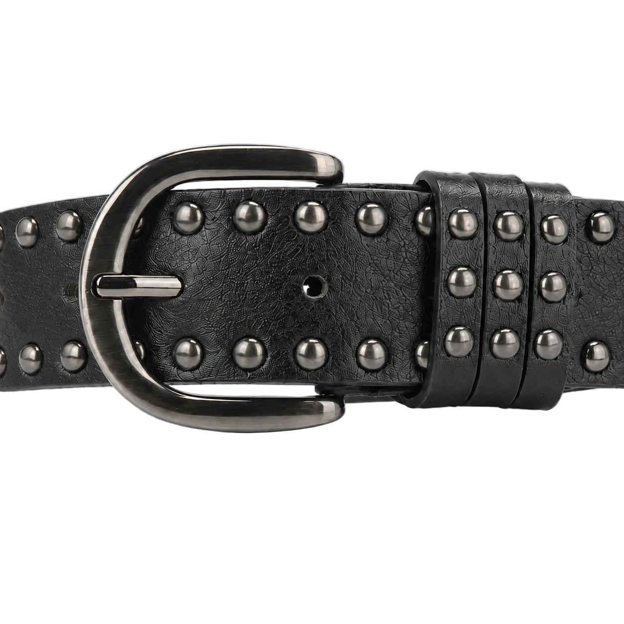 Double-Row Studded Black Belt