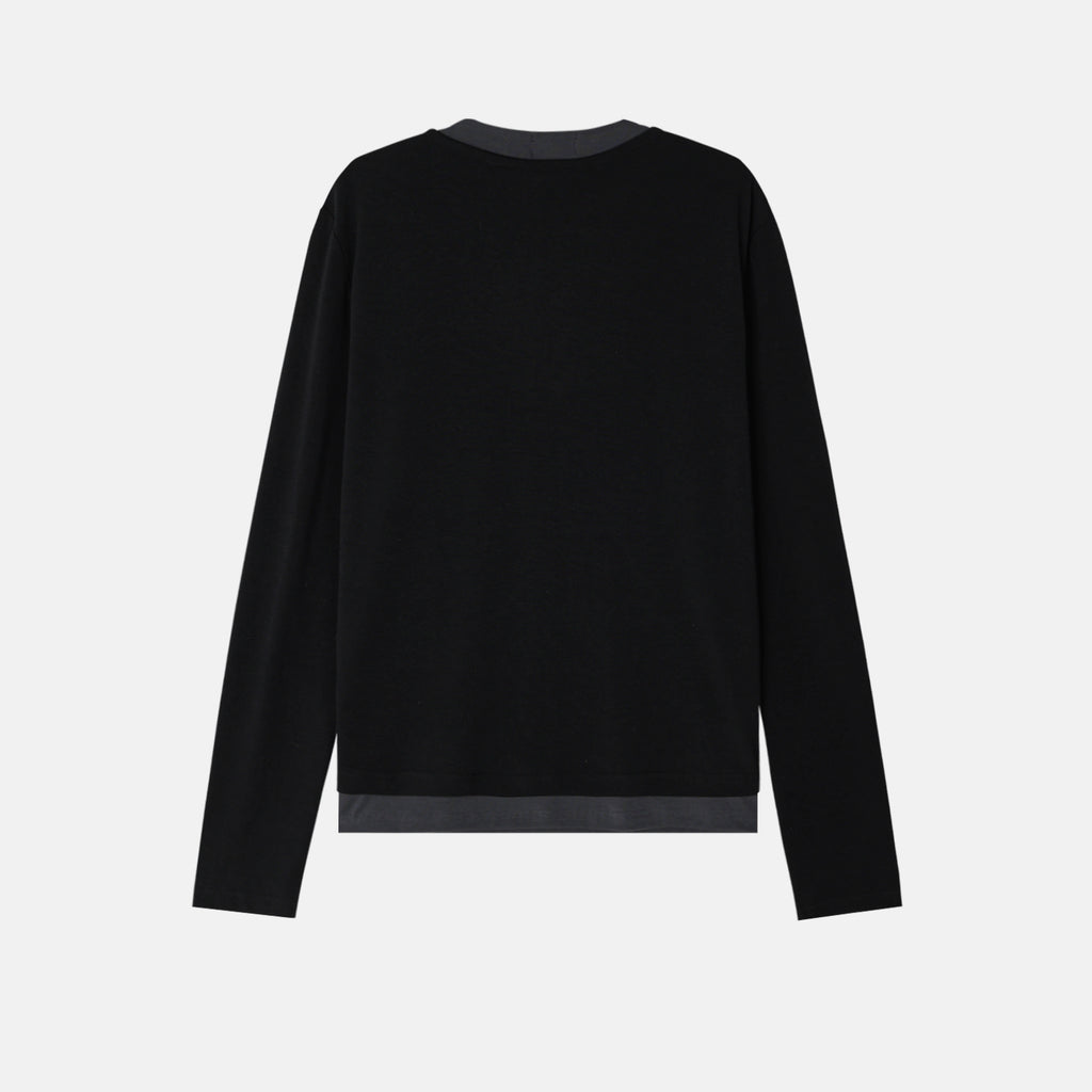 Buckle-Detail Layered Long Sleeve Top