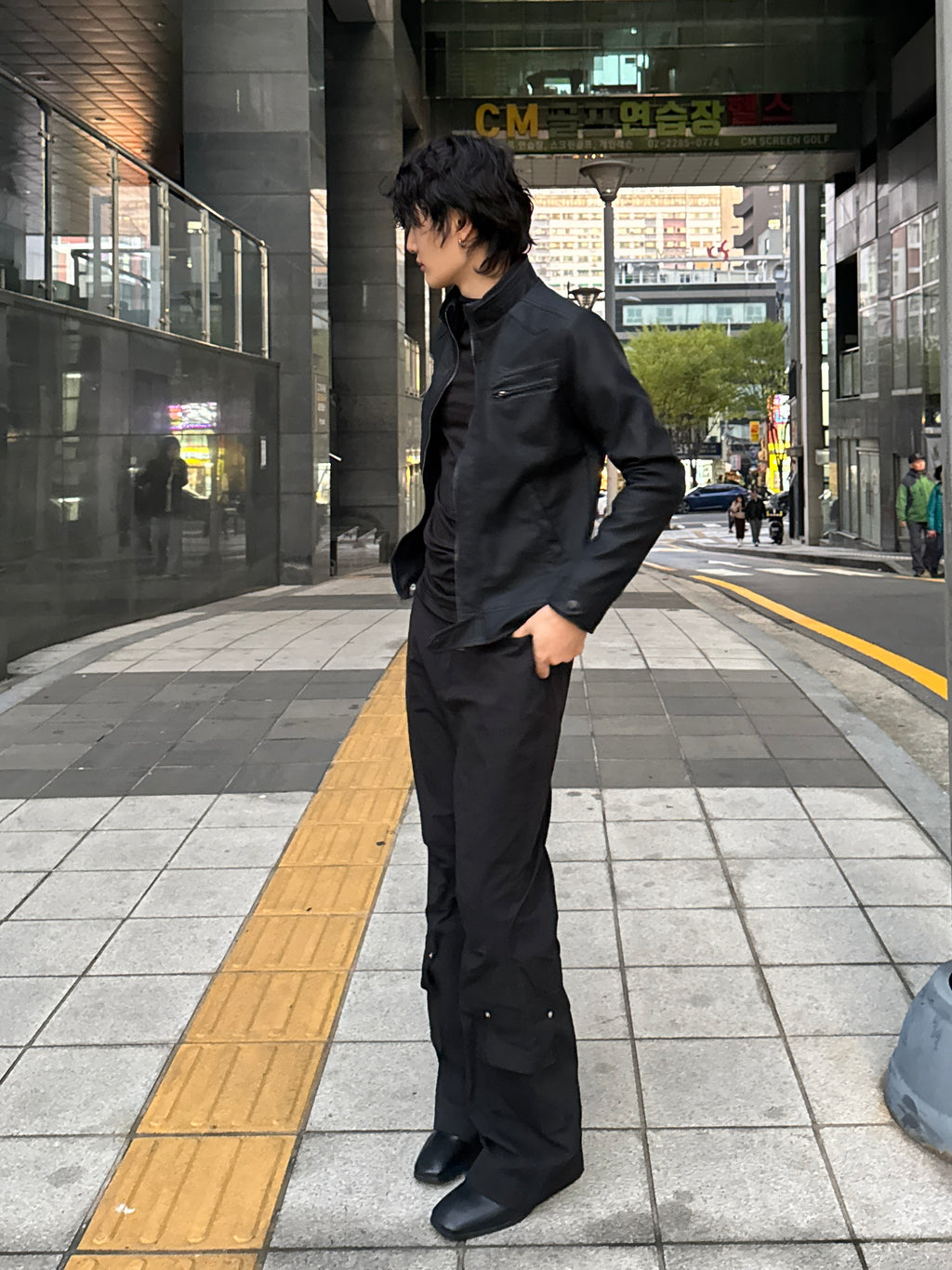 Y2k began leather biker jacket