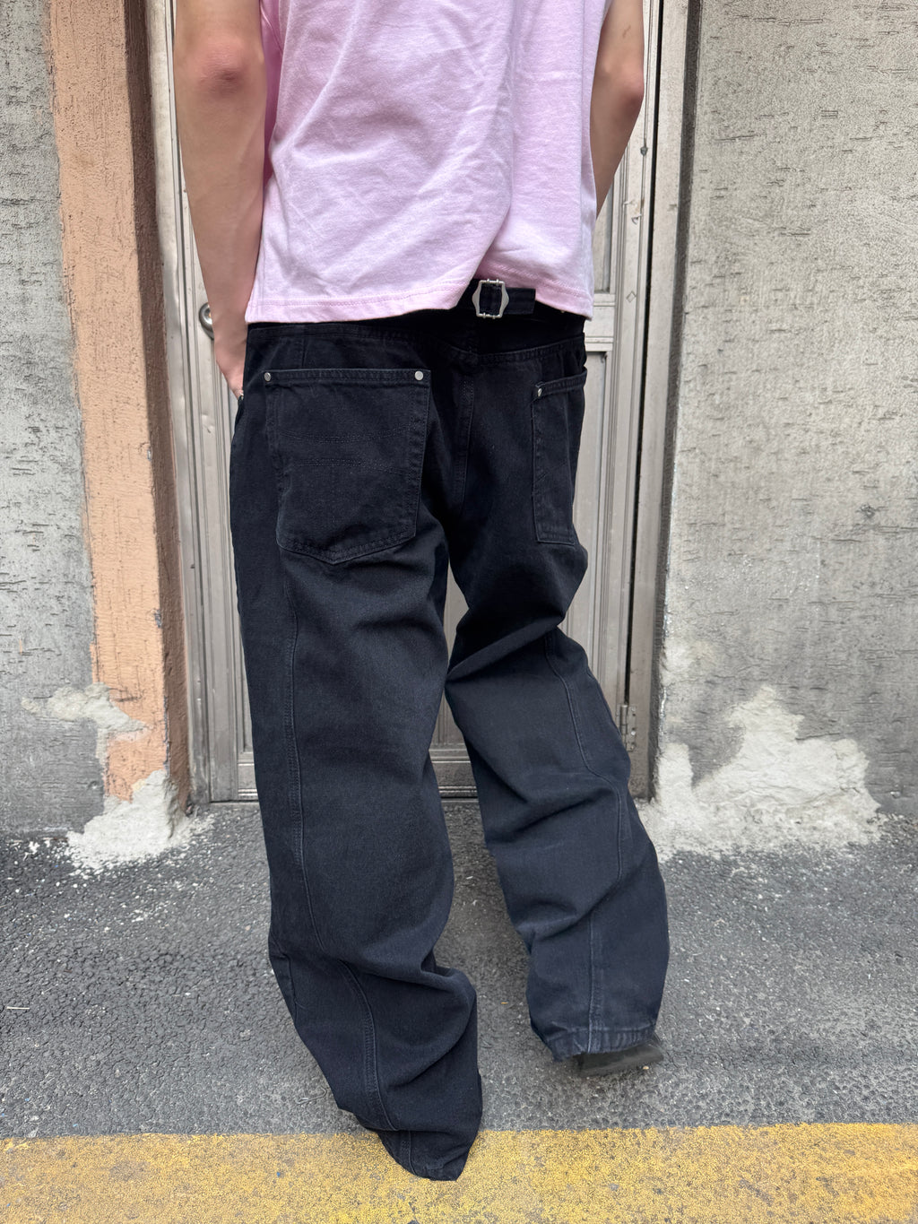 Tab-Pocket Wide Denim Pants