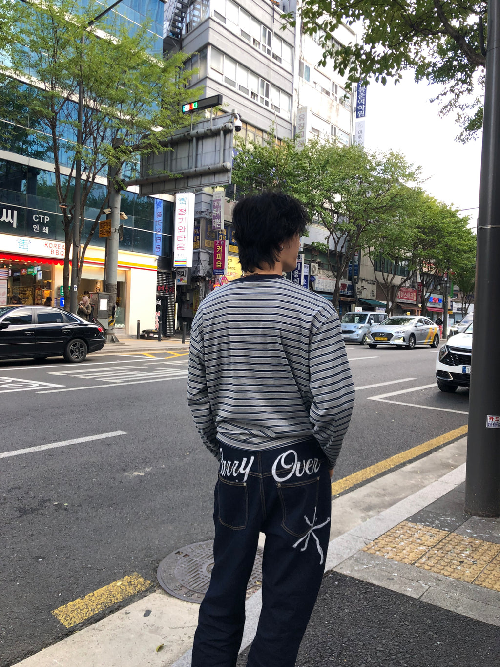 Carry Over Embroidery Wide Denim Pants