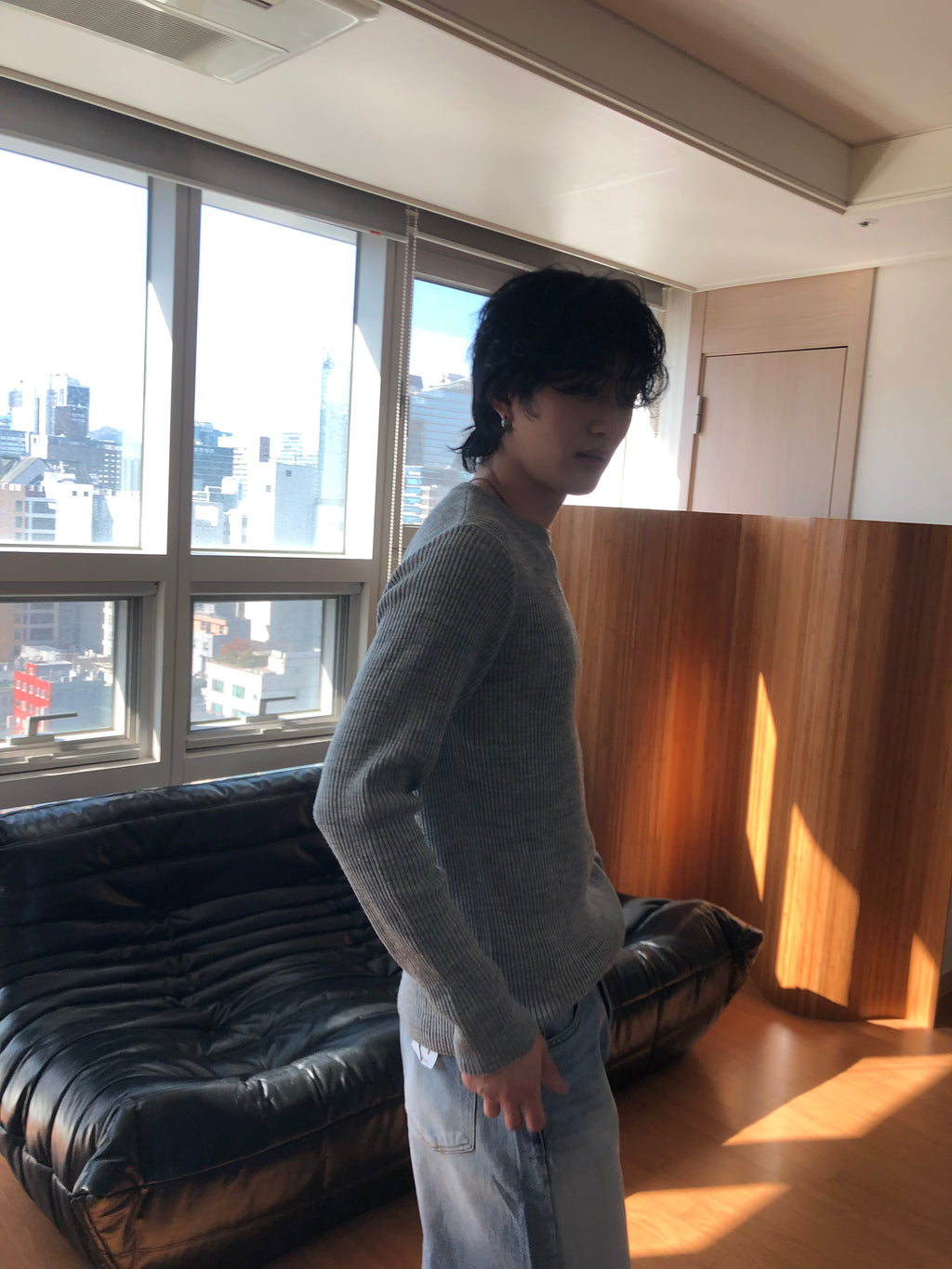 Ribbed Wool‑Blend Knit Sweater