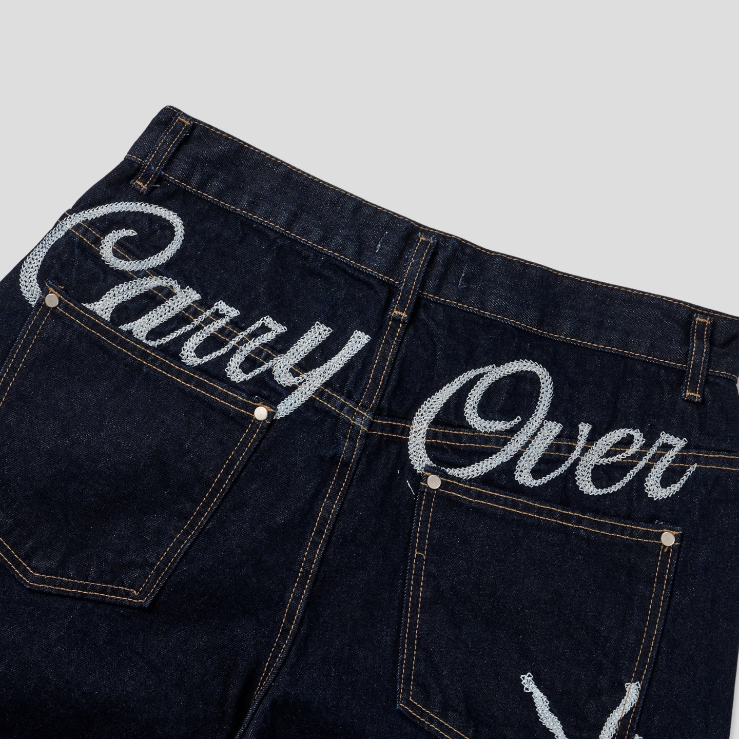 Carry Over Embroidery Wide Denim Pants