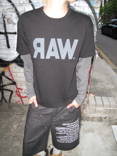 Bio-Washed Semi-Crop Graphic T-Shirt