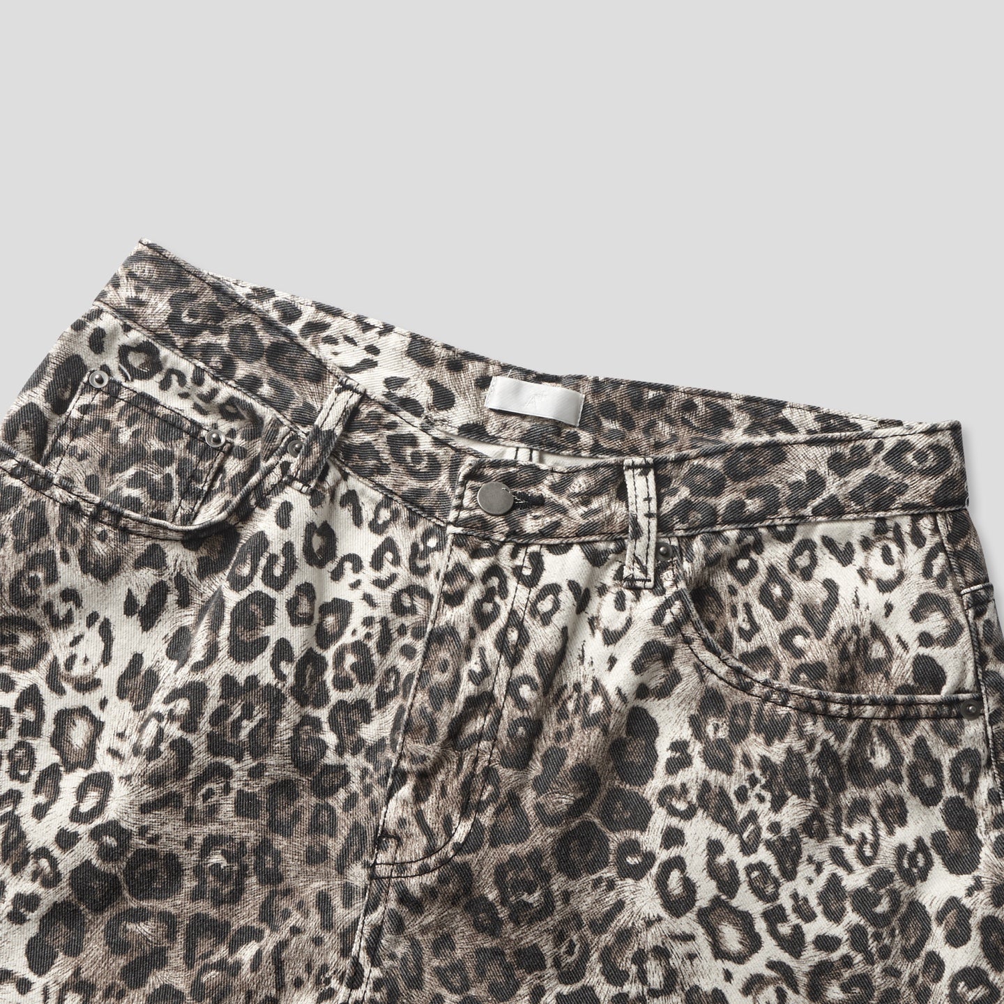Washed Leopard Wide Cotton Pants