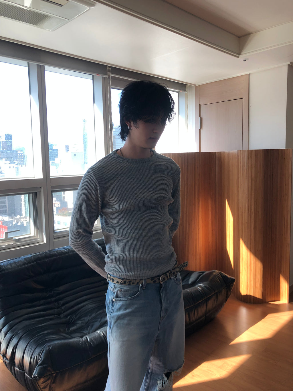 Ribbed Wool‑Blend Knit Sweater