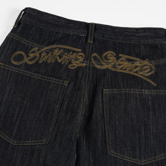 Script-Embroidered Selvedge Jeans