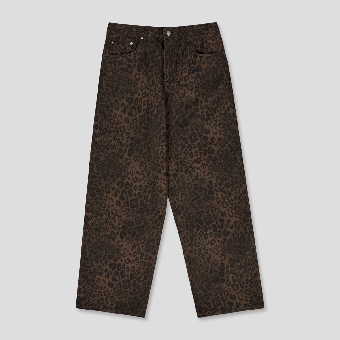 Washed Leopard Wide Cotton Pants