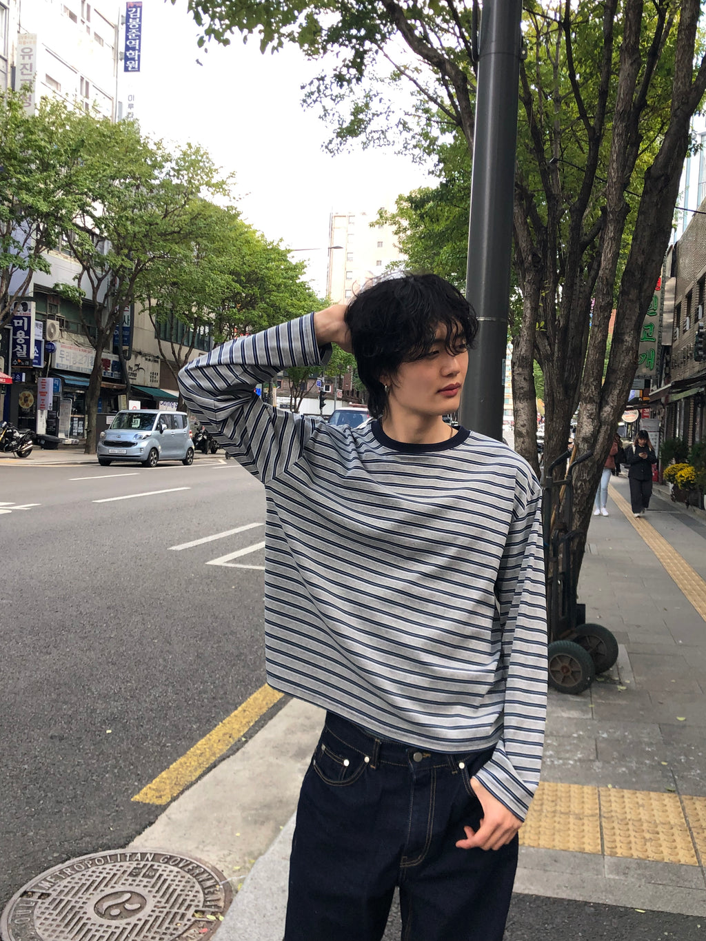 Soft Stretch Stripe Long Sleeve Tee