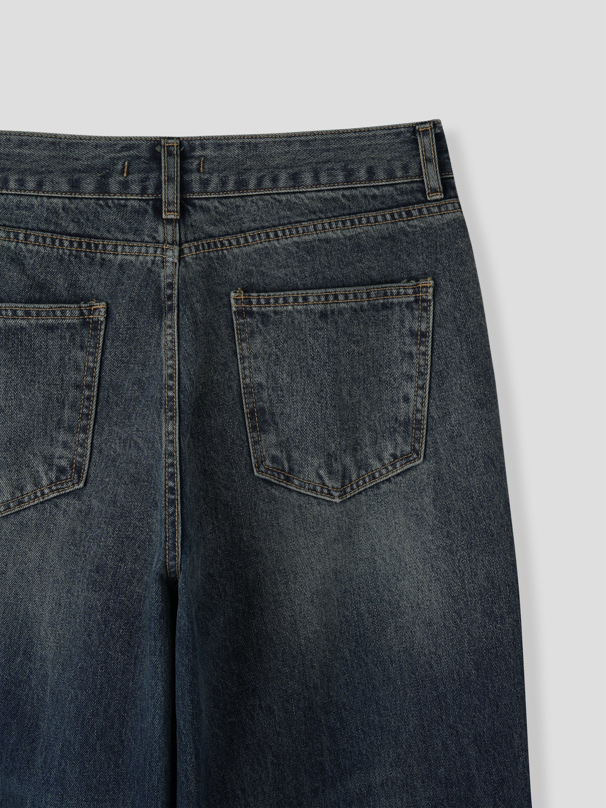 Washed Wide-Leg Denim Pants