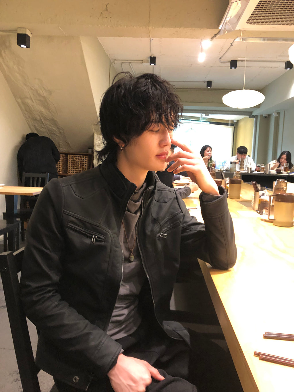 Y2k began leather biker jacket