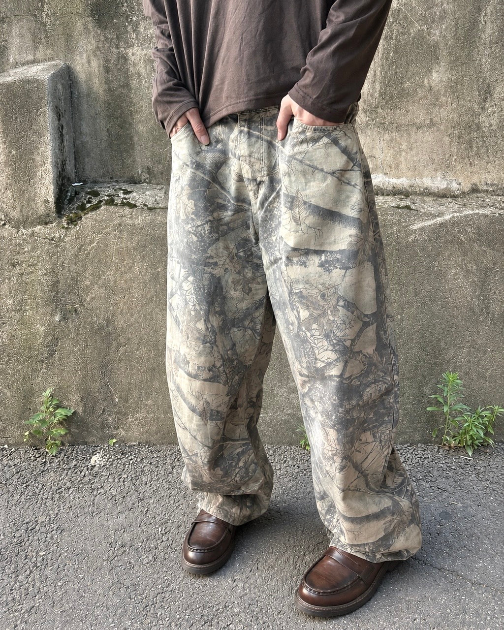 Washed Forest-Camo Balloon Pants