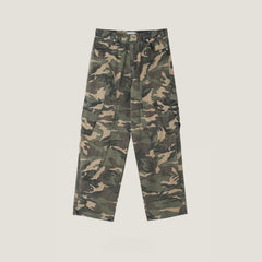 Washed Camo Panel Cargo Pants
