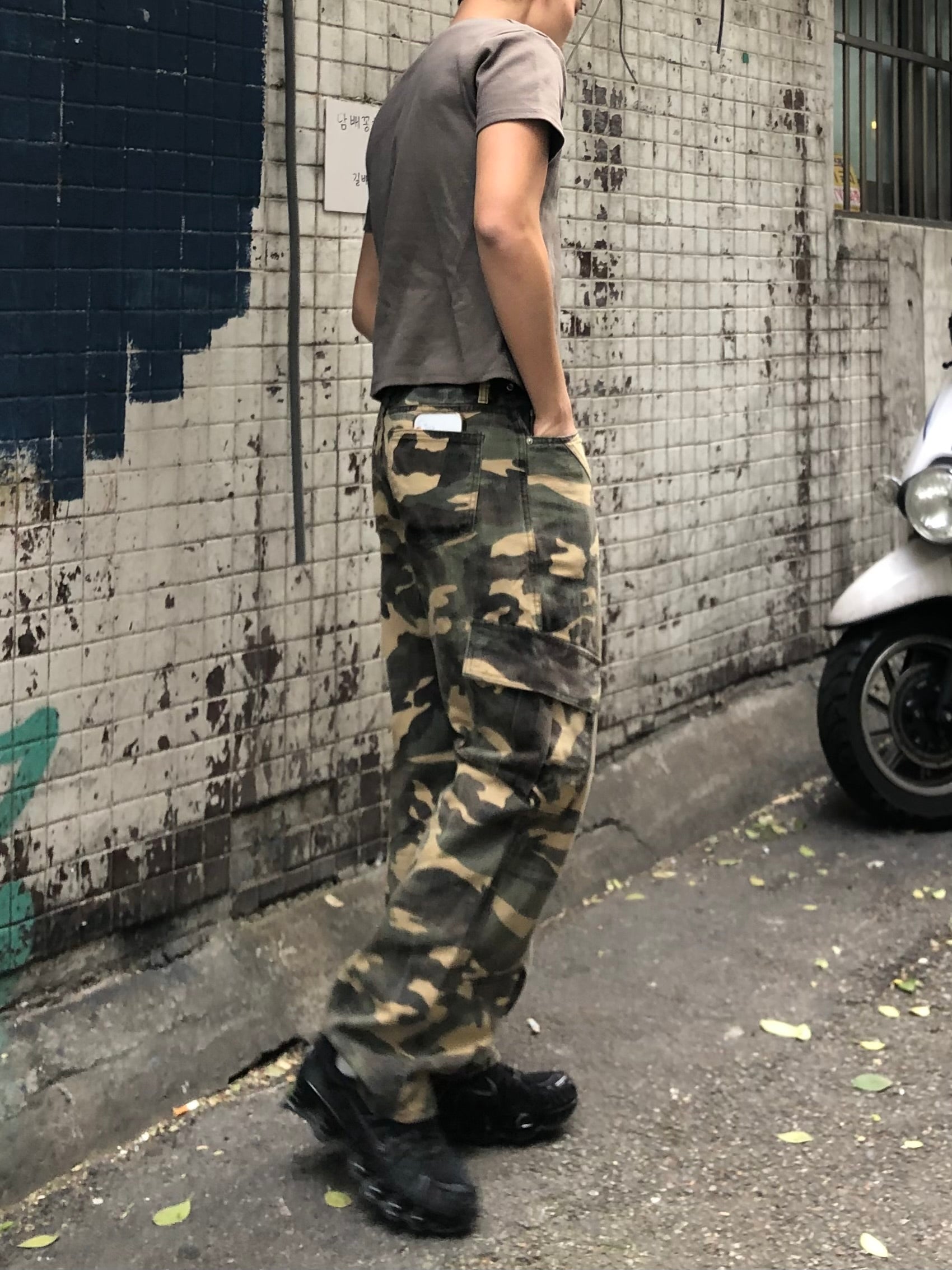 Camo Panel Wide Cargo Pants