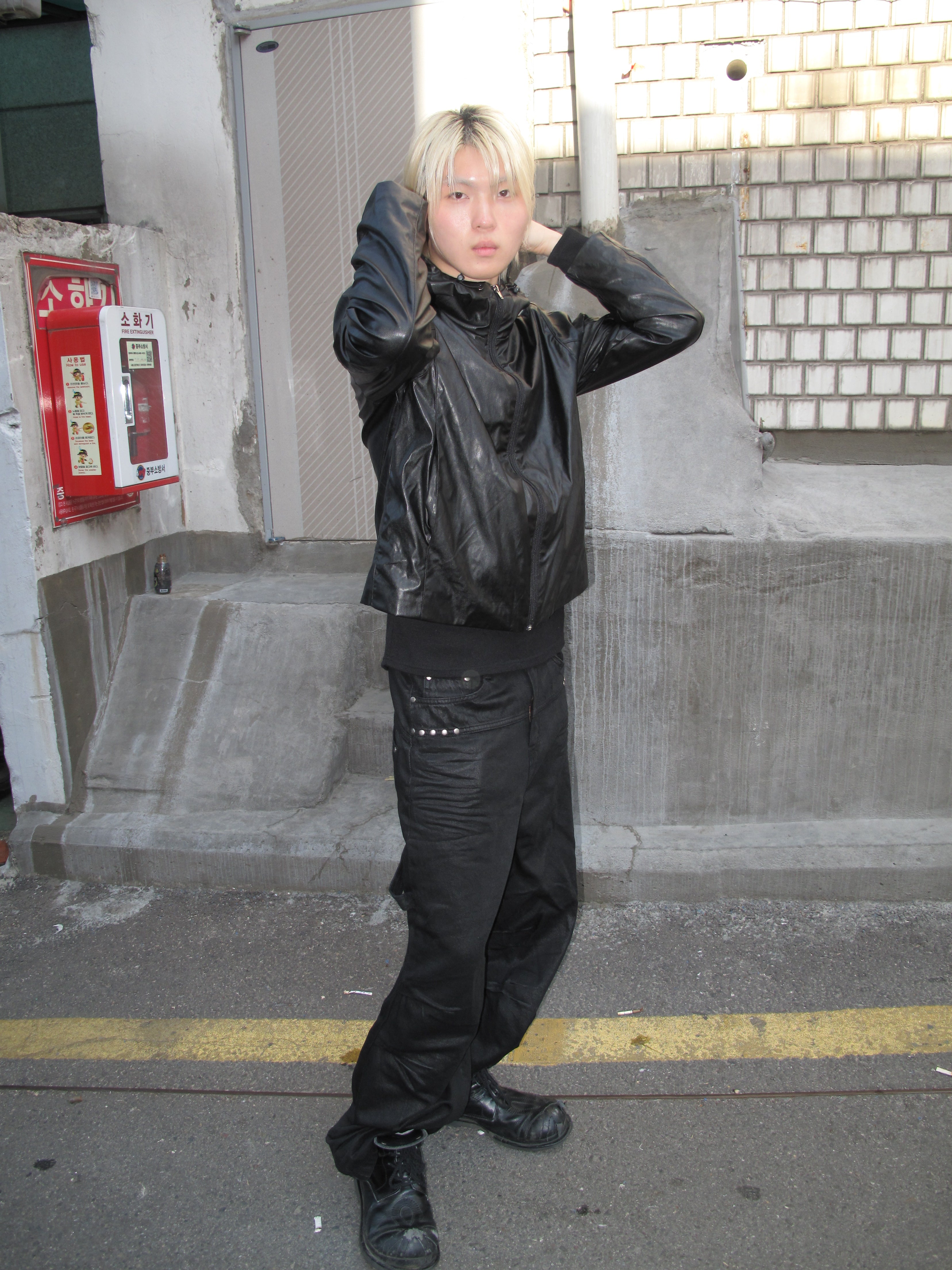 Hooded Faux Leather Zip Jacket