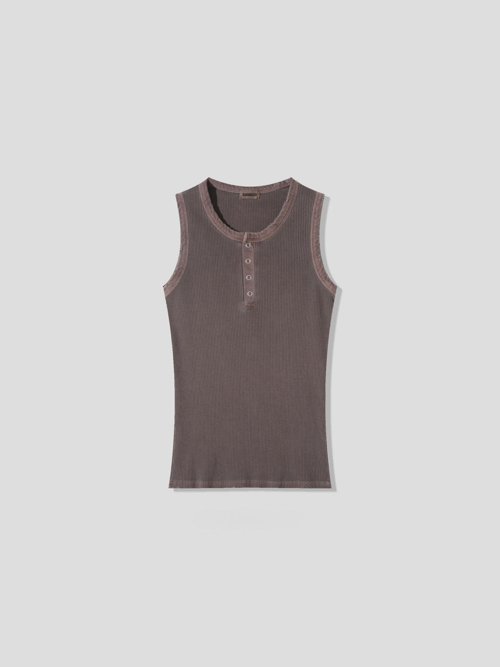 Pigment-Washed Ribbed Henley Tank Top