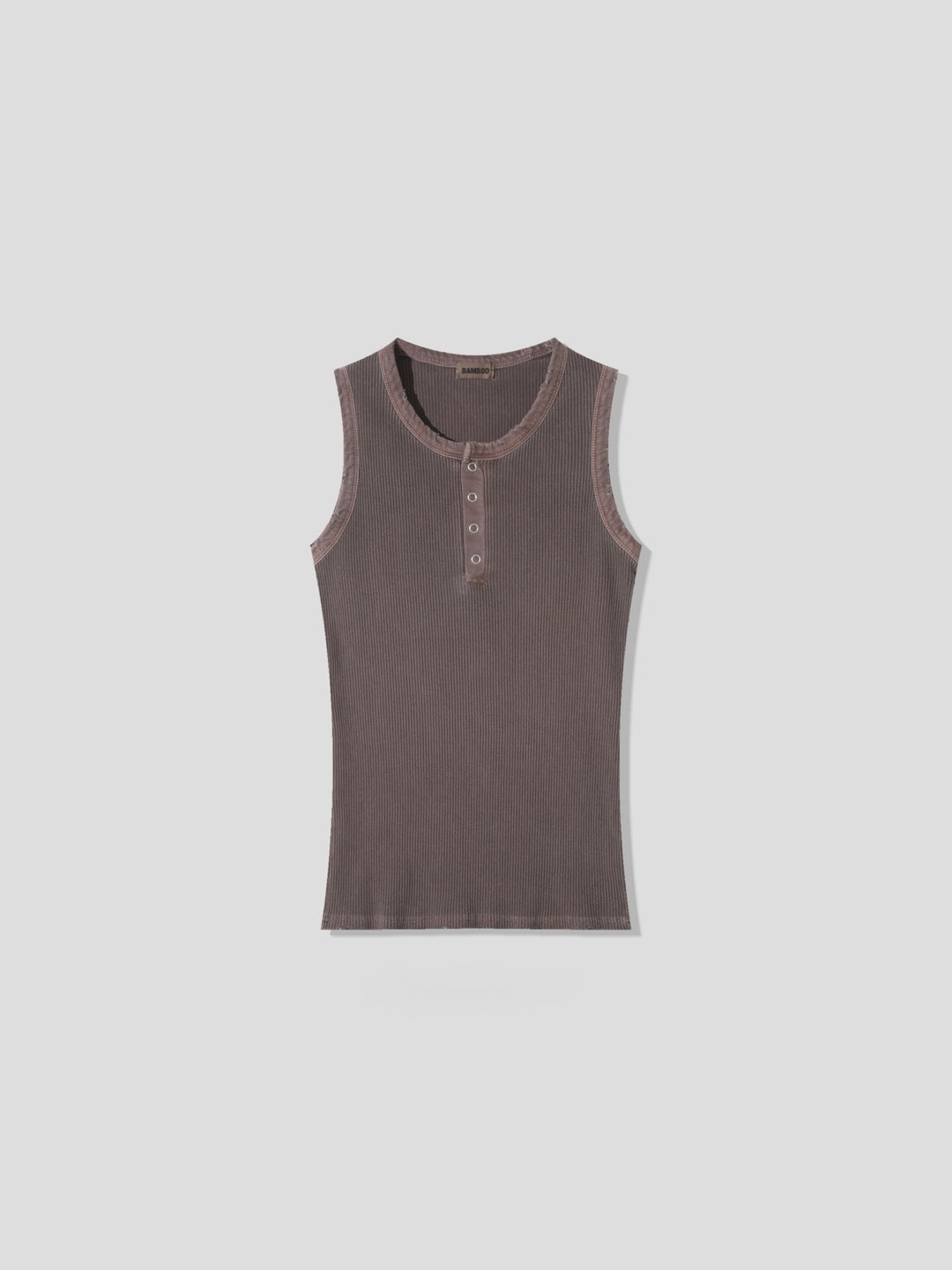 Pigment-Washed Ribbed Henley Tank Top