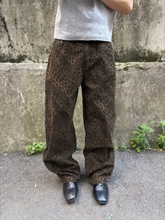 Washed Leopard Wide Cotton Pants
