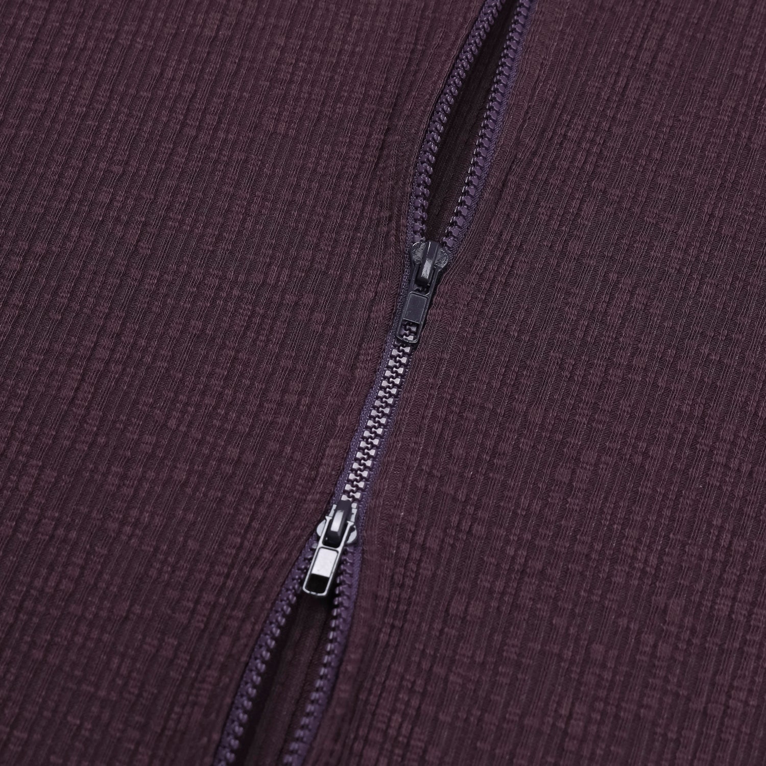 Ribbed Mock-Neck Zip Knit Top