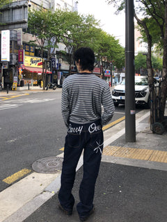 Carry Over Embroidery Wide Denim Pants