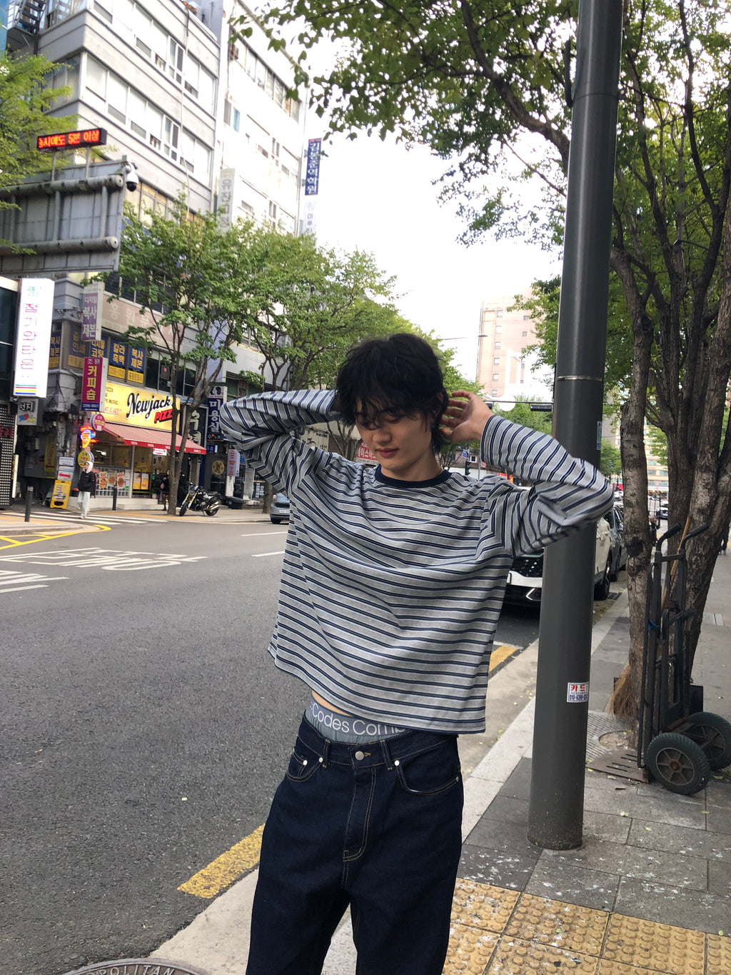 Soft Stretch Stripe Long Sleeve Tee