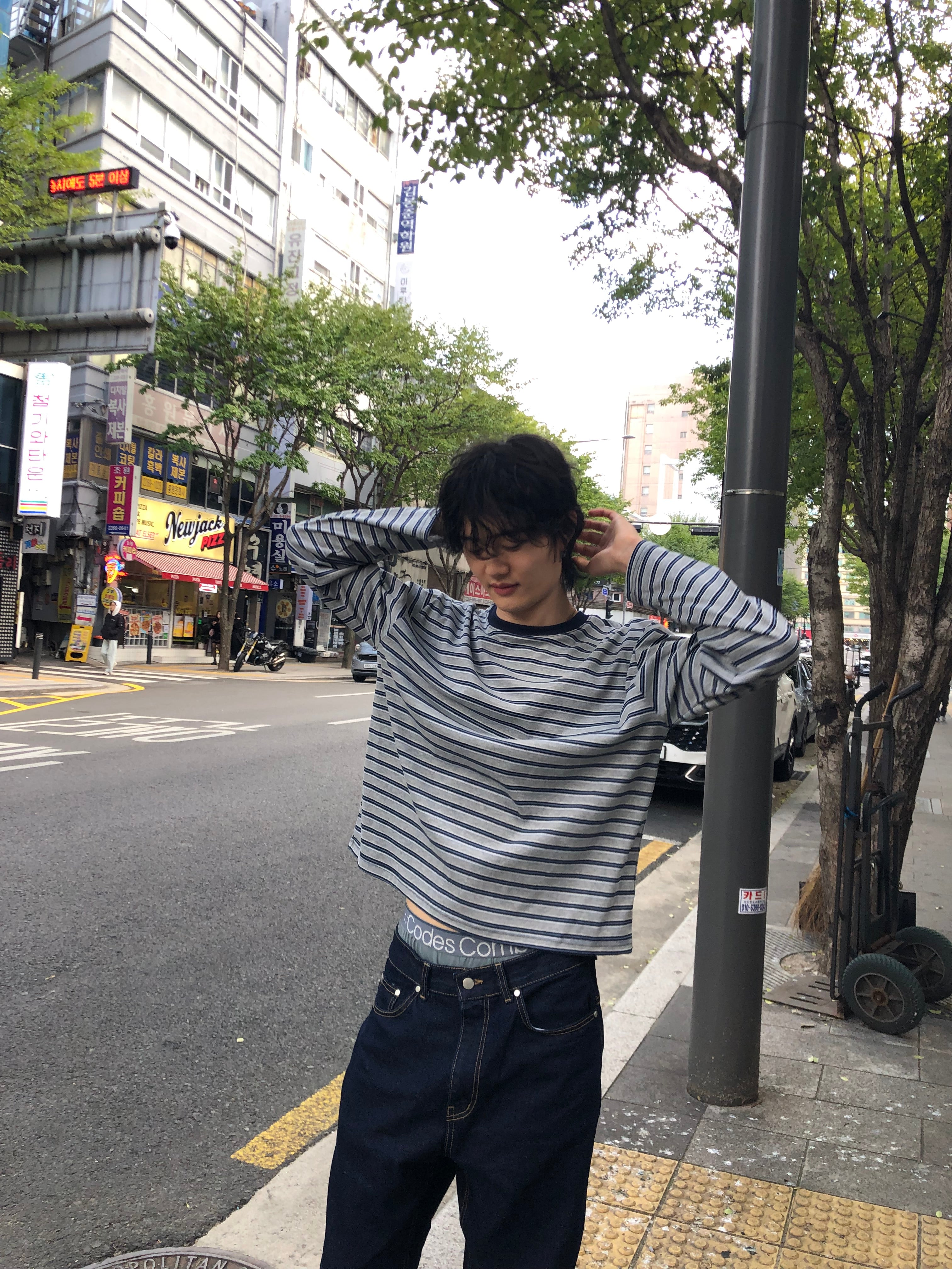 Soft Stretch Stripe Long Sleeve Tee