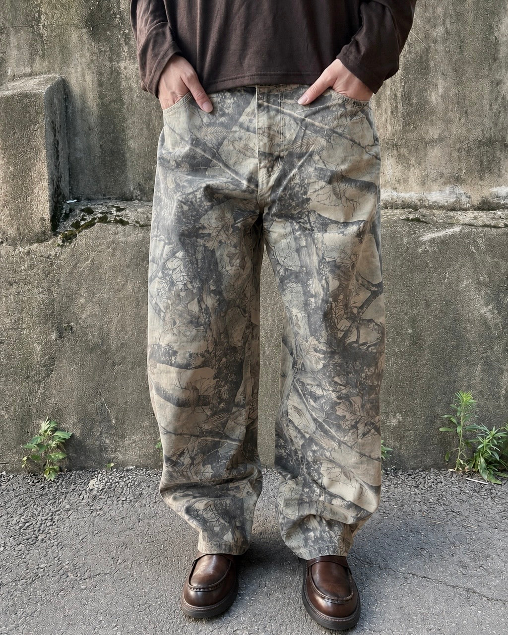 Washed Forest-Camo Balloon Pants