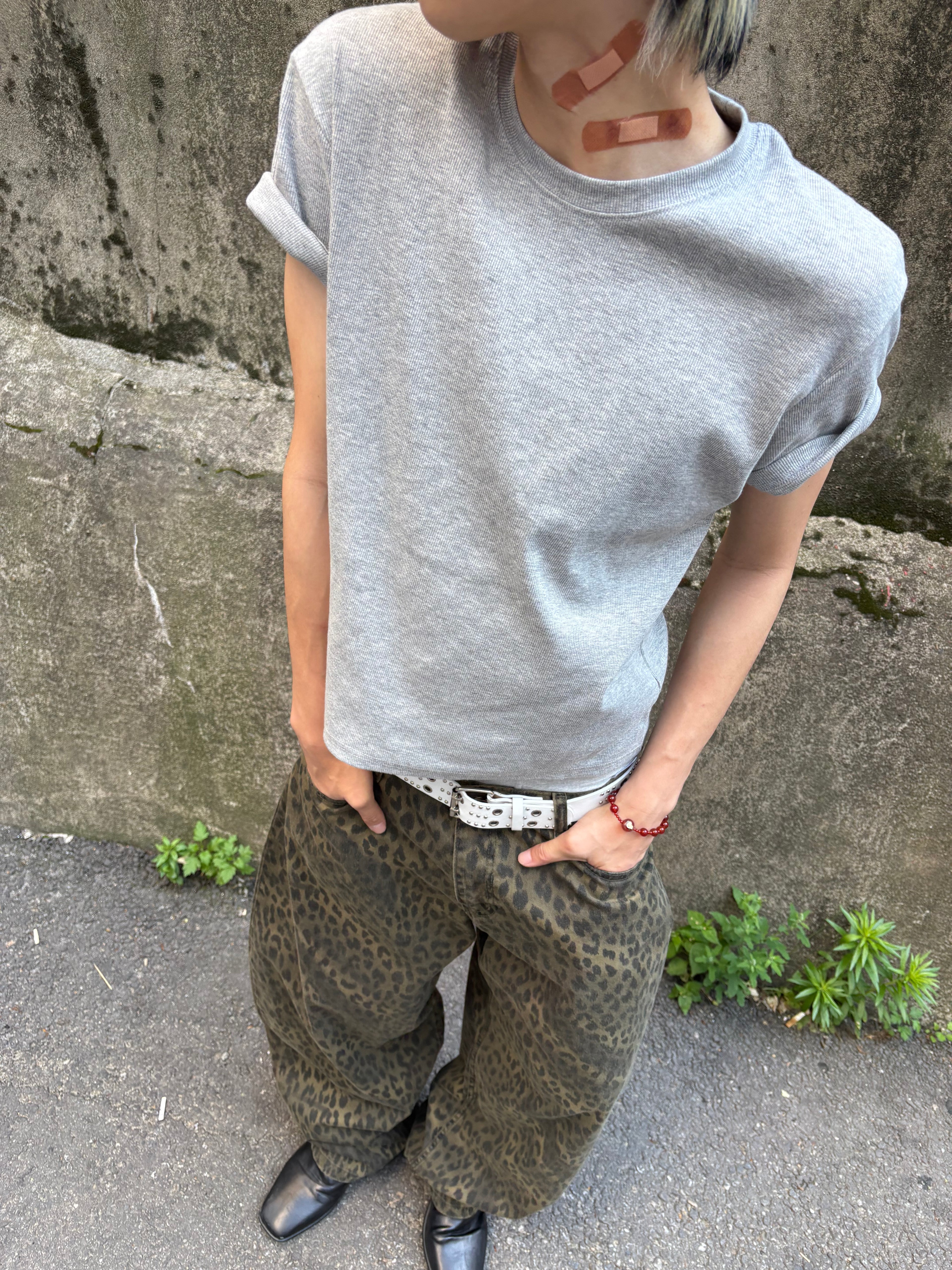 Washed Leopard Wide Cotton Pants