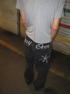Carry Over Embroidery Wide Denim Pants
