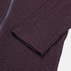 Ribbed Mock-Neck Zip Knit Top