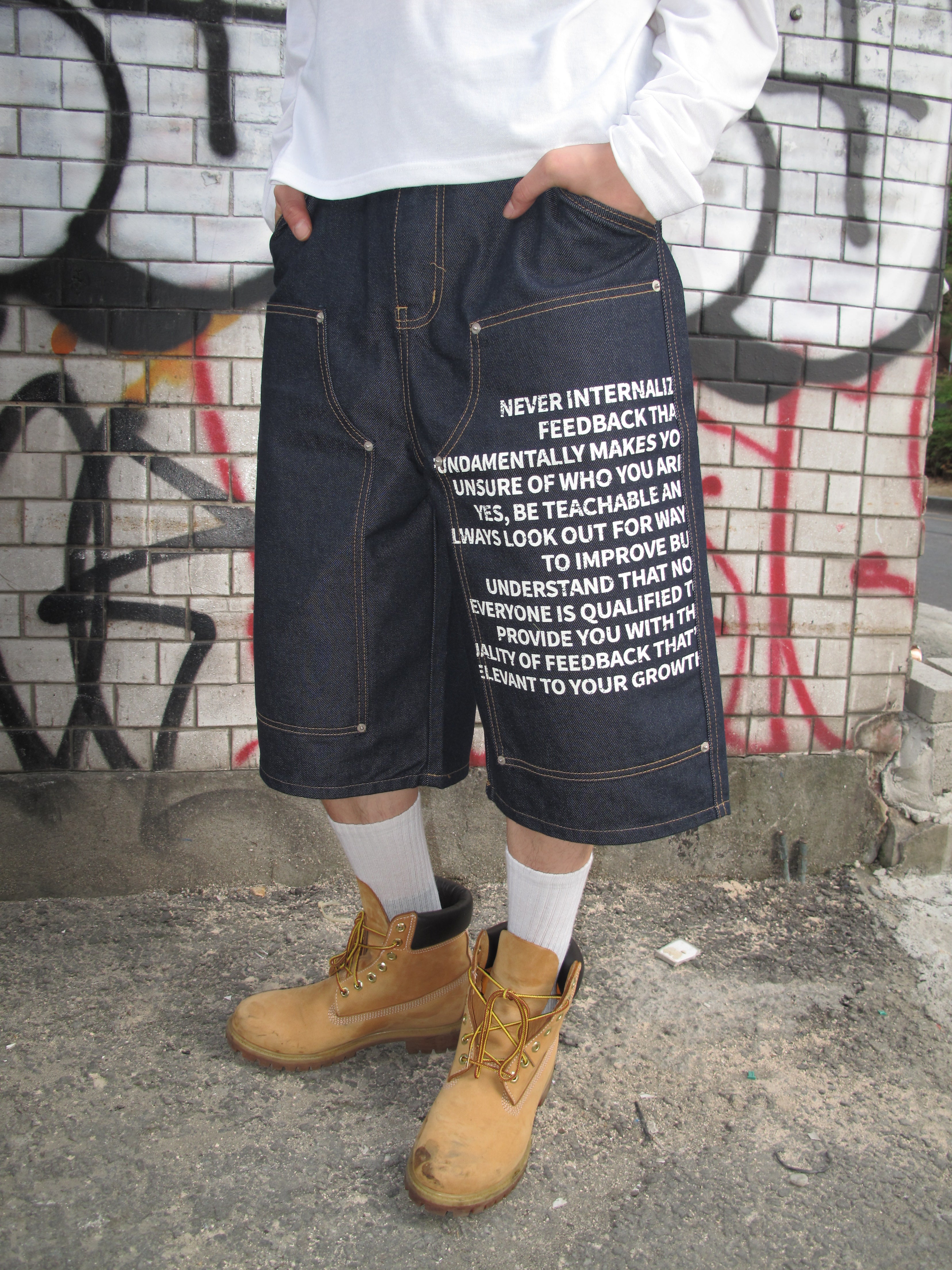 Graphic Double-Knee Denim Bermuda Shorts