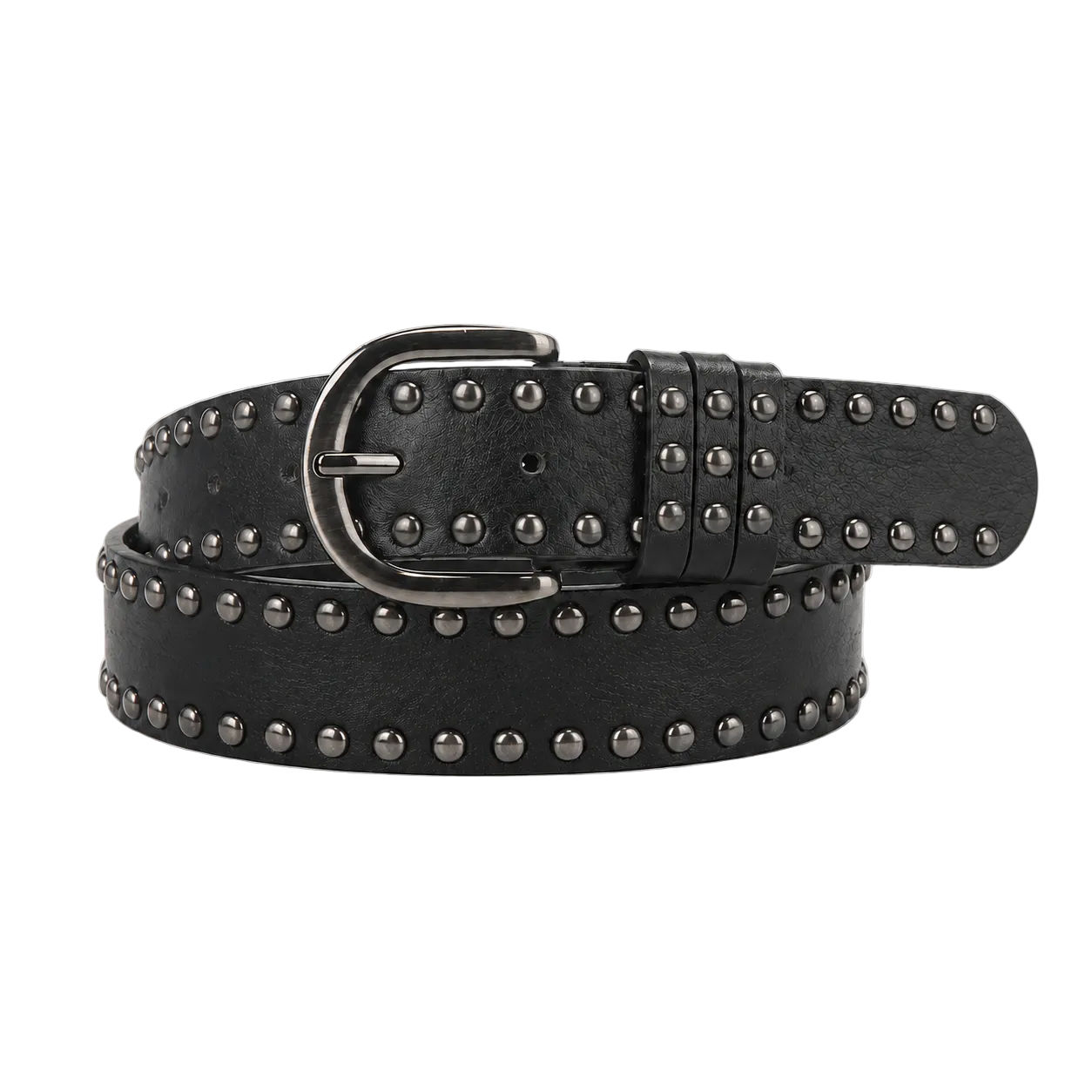 Double-Row Studded Black Belt