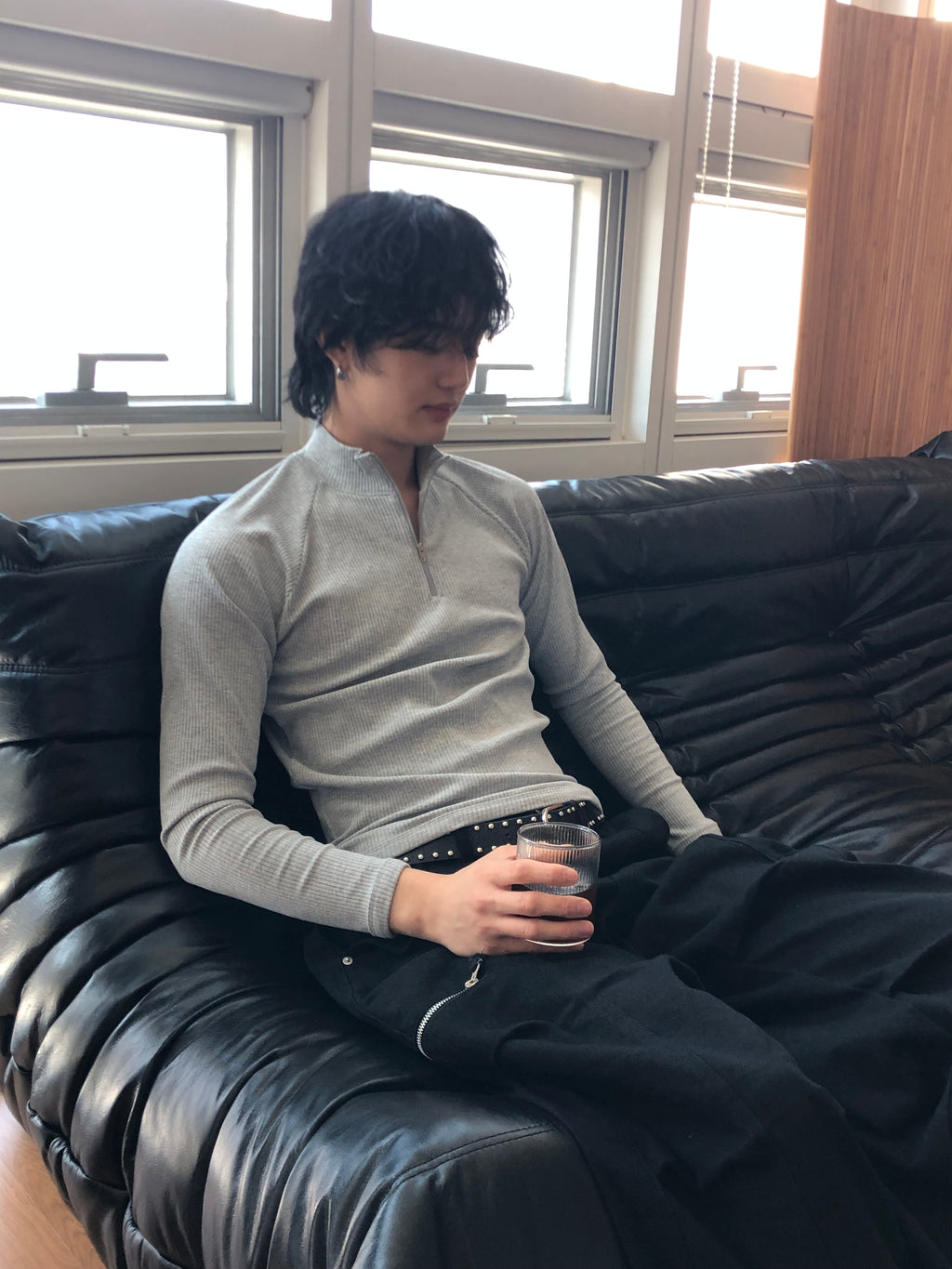 Ribbed Half‑Zip Muscle Top