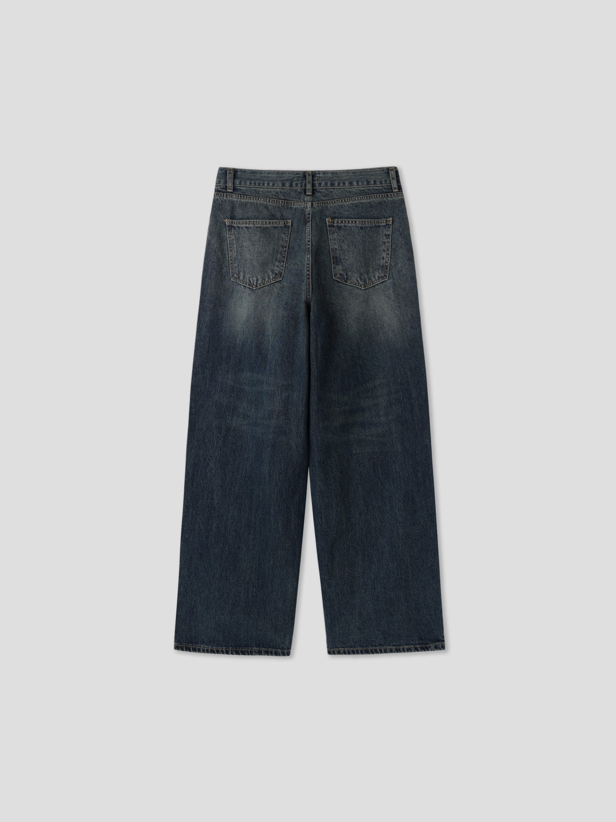 Washed Wide-Leg Denim Pants