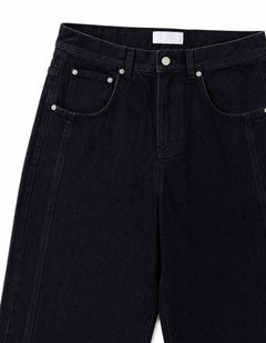 Tab-Pocket Wide Denim Pants