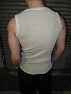 Pigment-Washed Ribbed Henley Tank Top