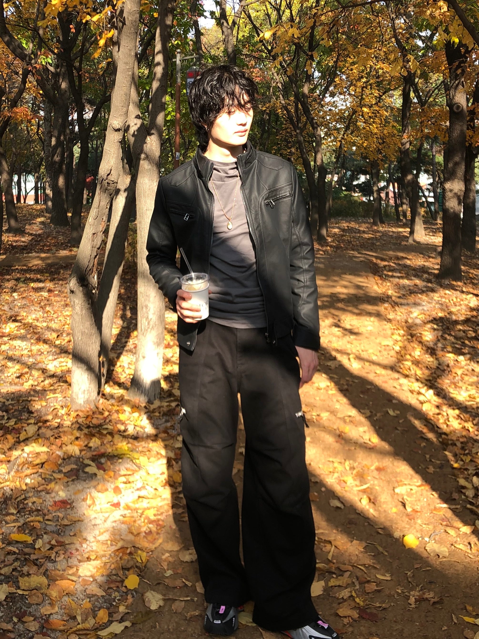 Y2k began leather biker jacket