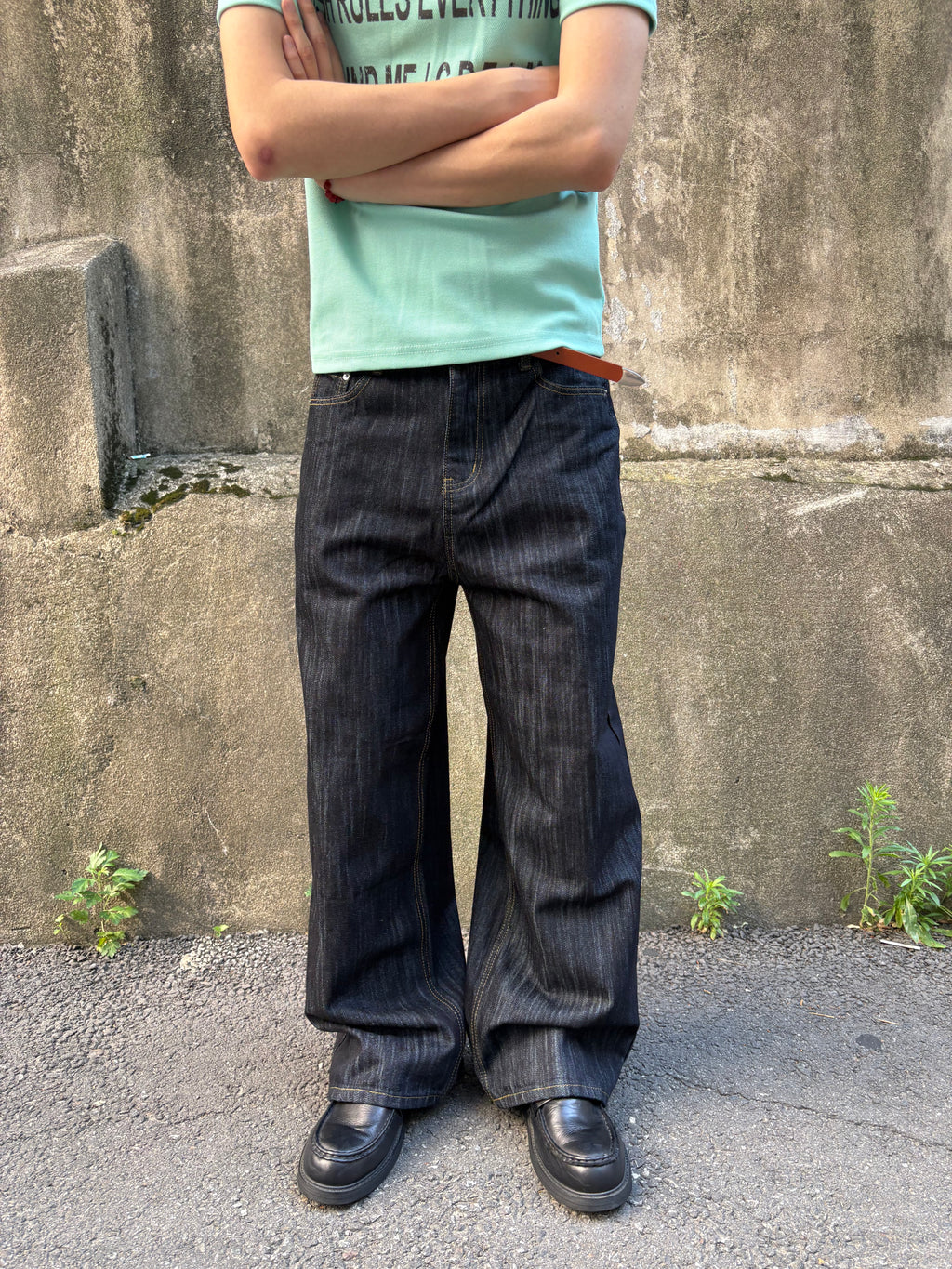 Script-Embroidered Selvedge Jeans