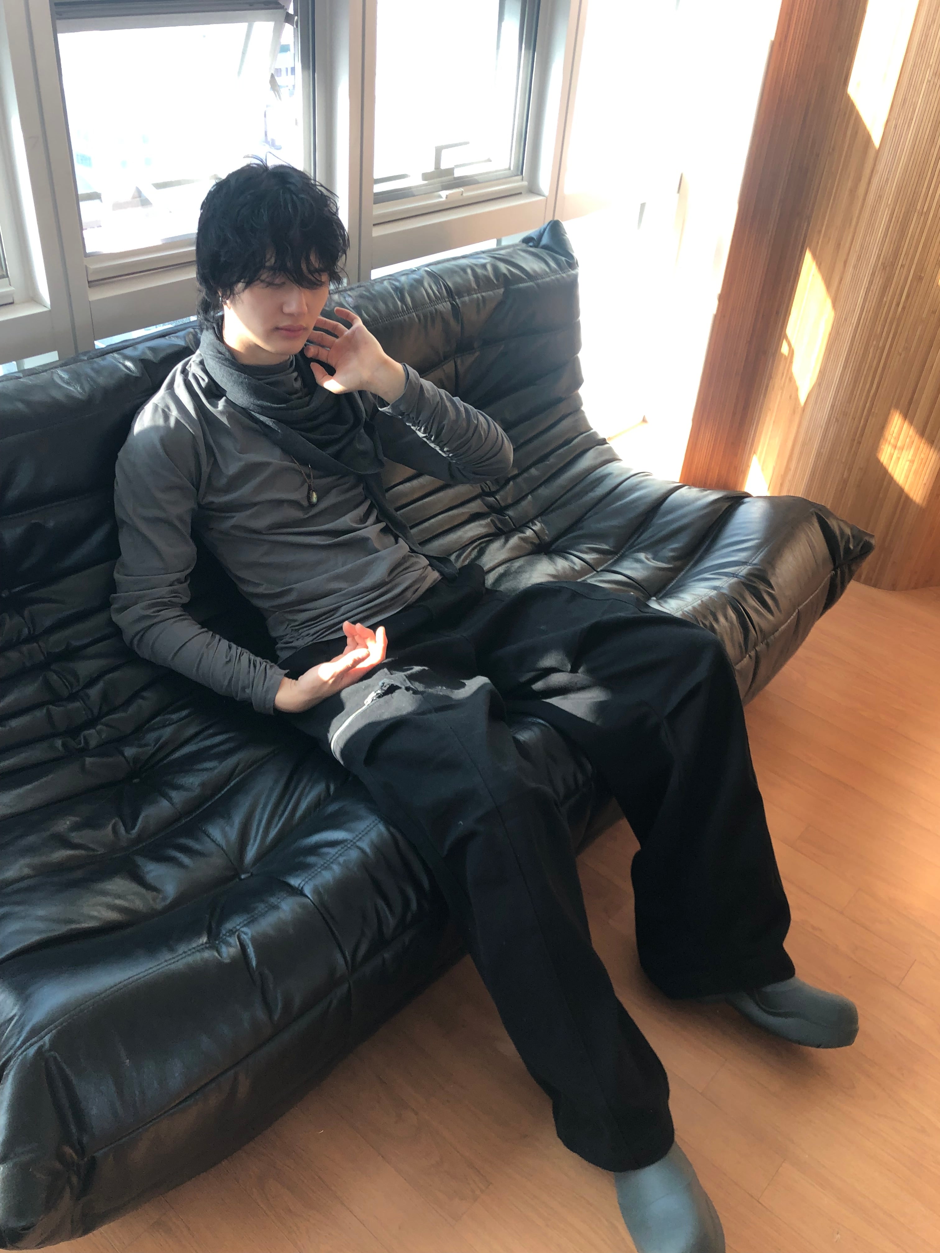 Soft Shirring Long Sleeve Top